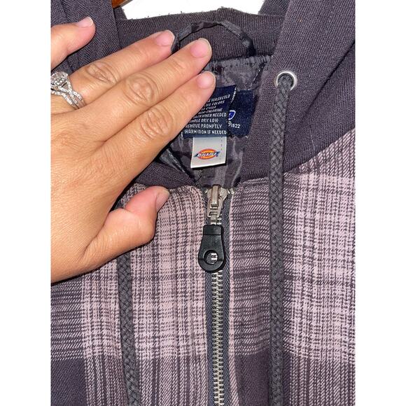 Dickies Mens XL Brown/Gray Plaid Hooded Shirt Jacket - Picture 5 of 5